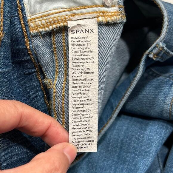 SPANX High Rise Flare Jeans Vintage Boho Indigo Wide Leg Size MP - Picture 7 of 14